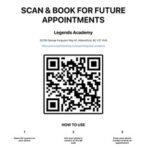 Scan or click to book a salon appointment at Legends Academy
