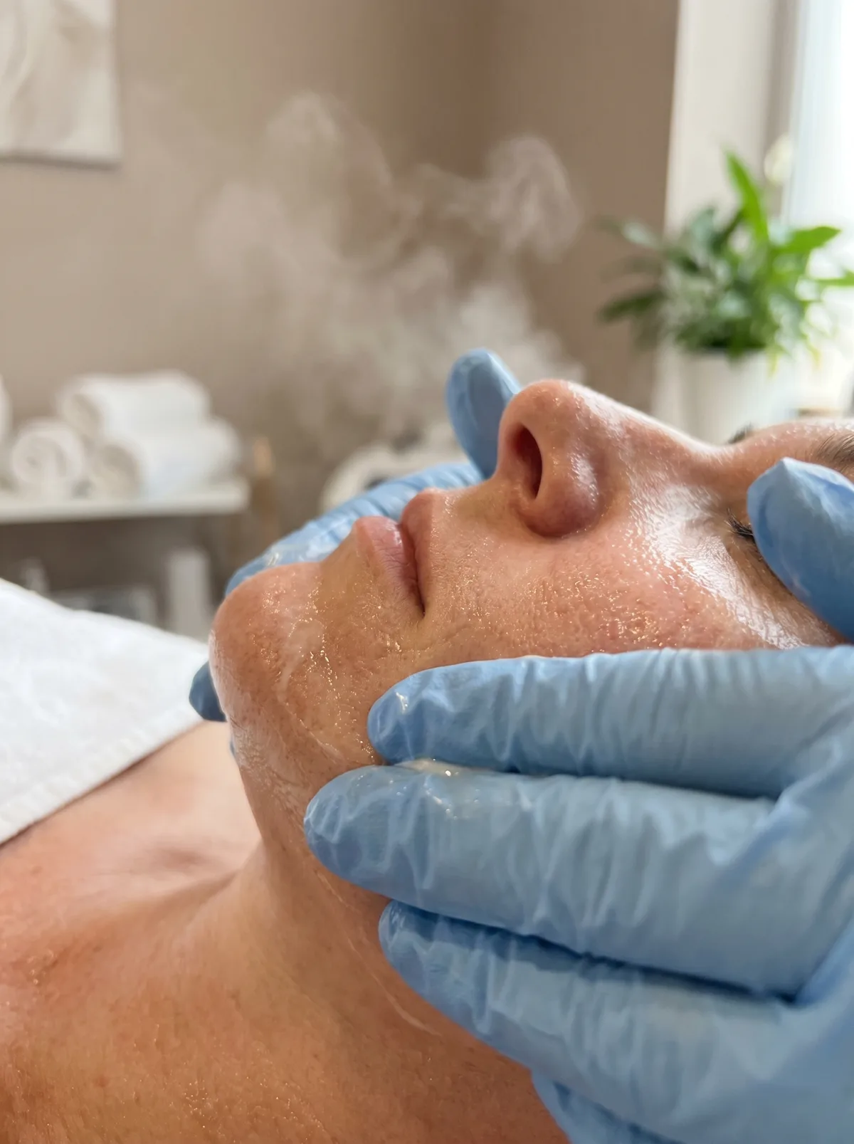 Close-up of a european facial service at Legends Academy