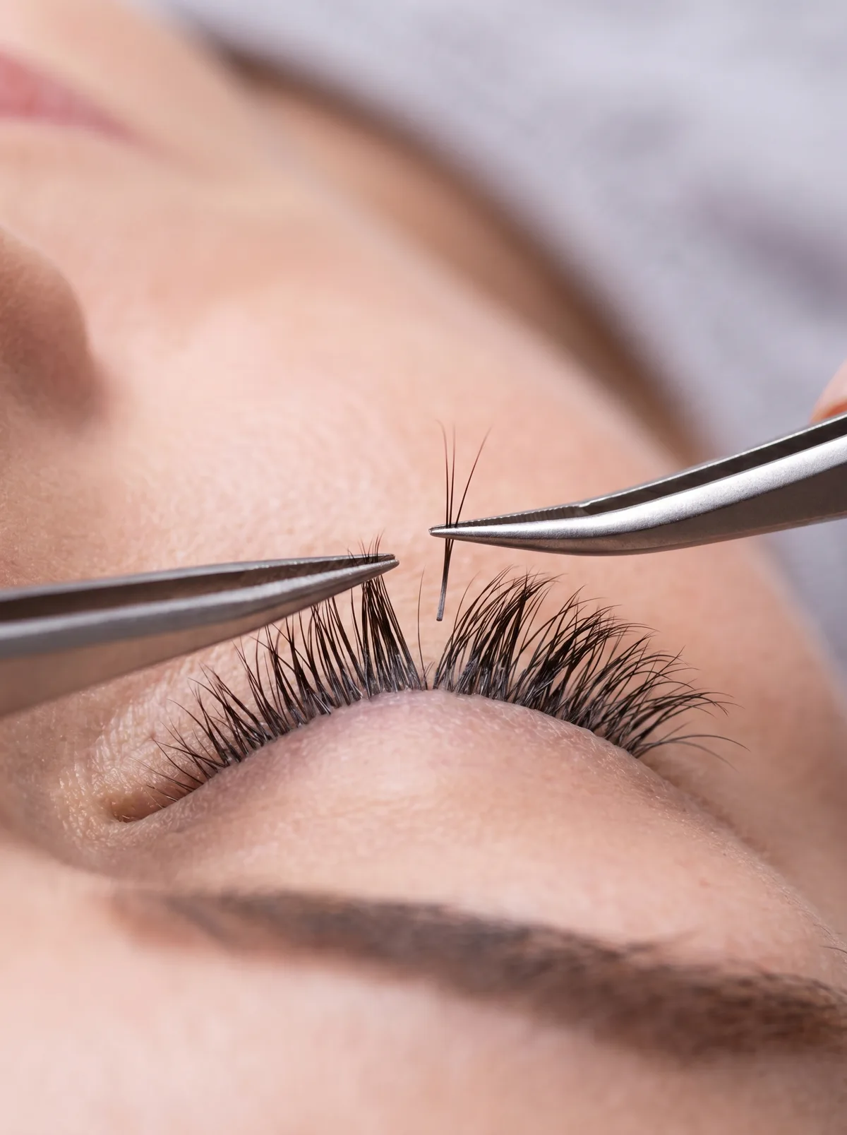 Close-up of a eyelash extensions service at Legends Academy